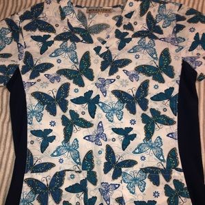 Small blue butterfly scrub top